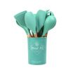 12pc Kitchen Utensil Set - Turquoise with Wooden Handles