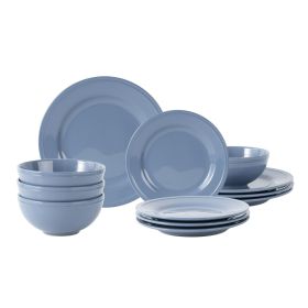 12-Piece Stoneware Dinnerware Set, Blue