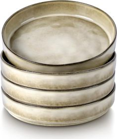 Set of 4 Large Shallow Stoneware Bowls