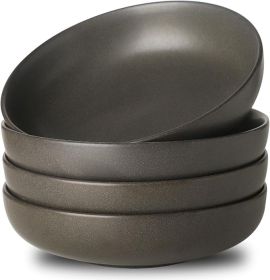 Stoneware Pasta Bowls – Set of 4, 34 oz Wide & Shallow Serving Bowls