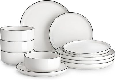 12-Piece Plates and Bowls Dinnerware Set