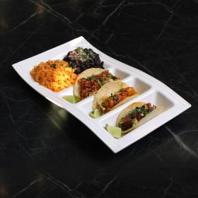 Fine China Taco Plates Set of 2 – White Stackable Serving Plates