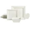 Hard Square 12-Piece Fine Ceramic Dinnerware Set in White