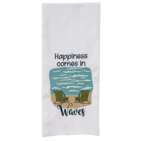 HAPPINESS COMES IN WAVES DISHTOWEL