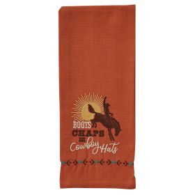 BOOTS, CHAPS AND COWBOY HATS DISHTOWEL