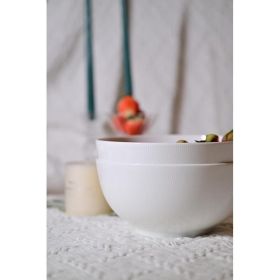 Setaria Bone China Dinnerware Set – 2-Piece, 8-Inch Deep Bowls, Ivory White (Option: Ivory White)