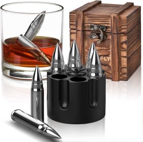 Whiskey Stones Set (Bullet) (Color: Silver)
