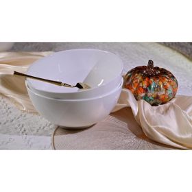 Lily Bone China Set – 2-Piece, 8-Inch Deep Bowls, White (Option: White)
