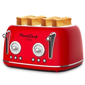 Plum Chef Retro Style Toaster, Red (Option: Red)